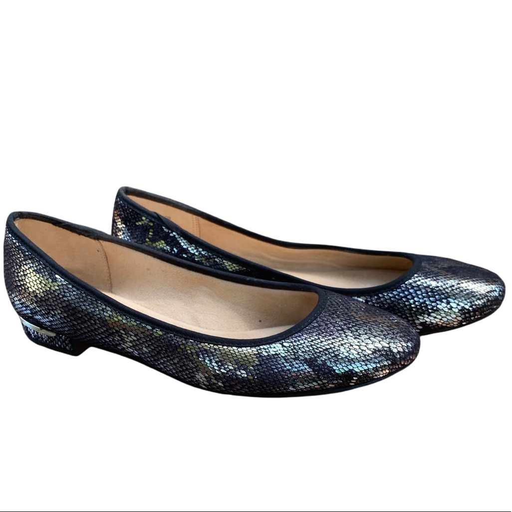Life Stride Black Python Print Flat